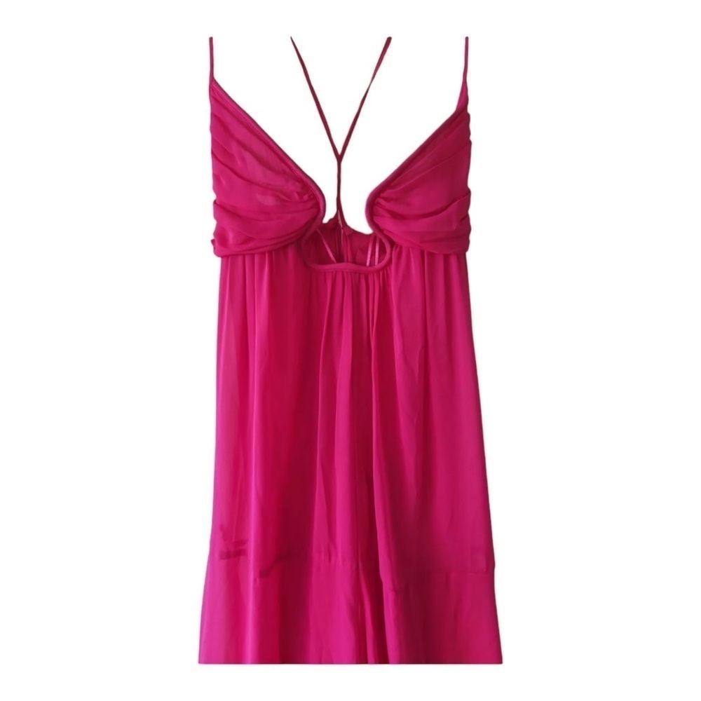 Women’s Fuchsia Halter Maxi Dress - Lightweight Beach Cover-Up - Picture 11 of 15